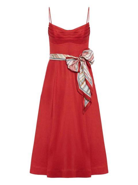 ZIMMERMANN Rebellion Tuck striped bow midi dress - Red - zdjęcie produktu nr 2
