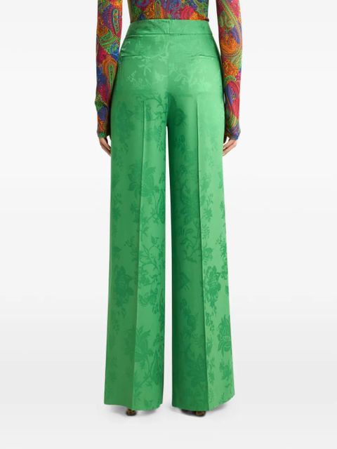 ETRO floral-motif jacquard trousers - Green