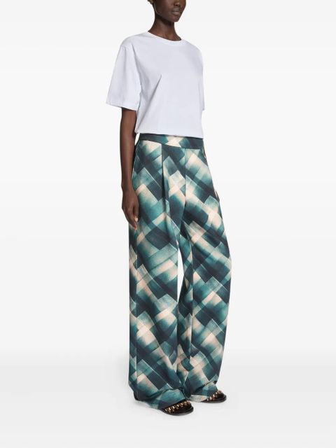 DRIES VAN NOTEN pleated geometric-pattern trousers - Green