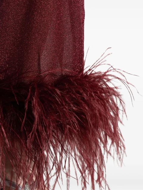Oséree Plumage feather-trim trousers - Red