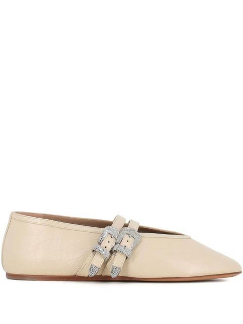 Le Monde Beryl buckle-embellished ballet flats - Neutrals - zdjęcie produktu nr 1