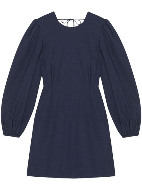 GANNI long-sleeved open-back minidress - Blue - zdjęcie produktu nr 1