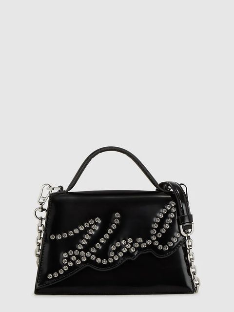 Karl Lagerfeld torebka skórzana K/SIGNATURE kolor czarny A4W30035 - zdjęcie produktu nr 1