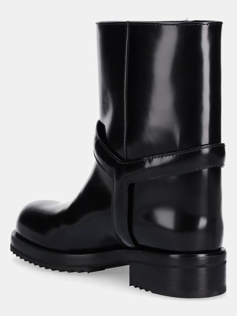 Pollini botki skórzane damskie kolor czarny na płaskim obcasie PA21084G0NPC0000