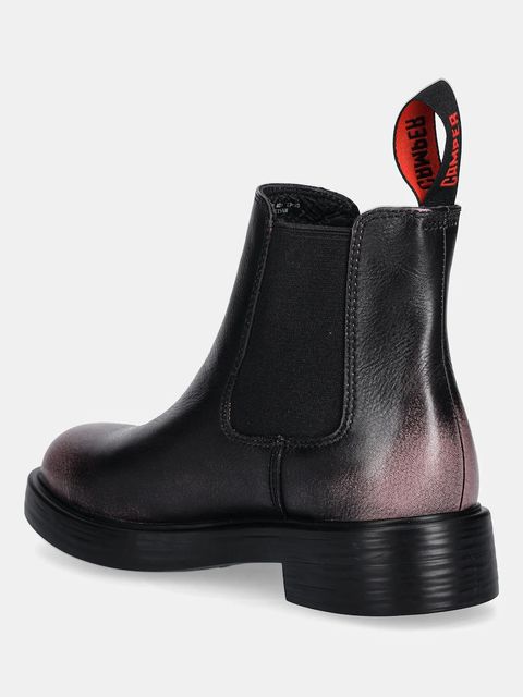 Camper sztyblety skórzane Dean damskie kolor szary na płaskim obcasie K400761-007