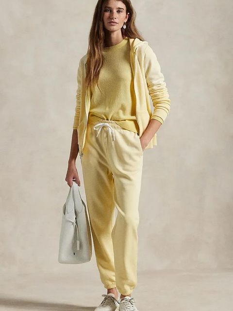 Polo Ralph Lauren spodnie dresowe bawełniane kolor żółty gładkie 211935585 - zdjęcie produktu nr 1