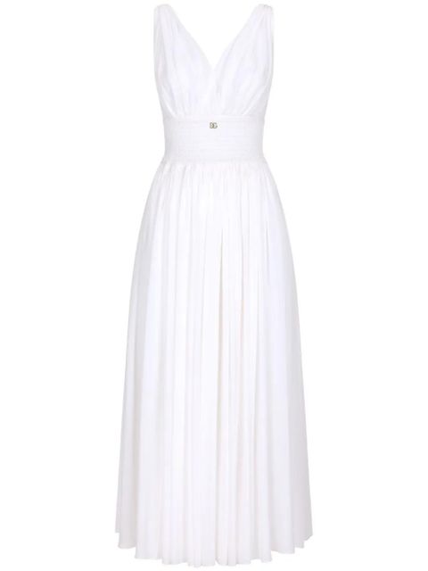 Dolce & Gabbana shirred-panel silk midi dress - White - zdjęcie produktu nr 1