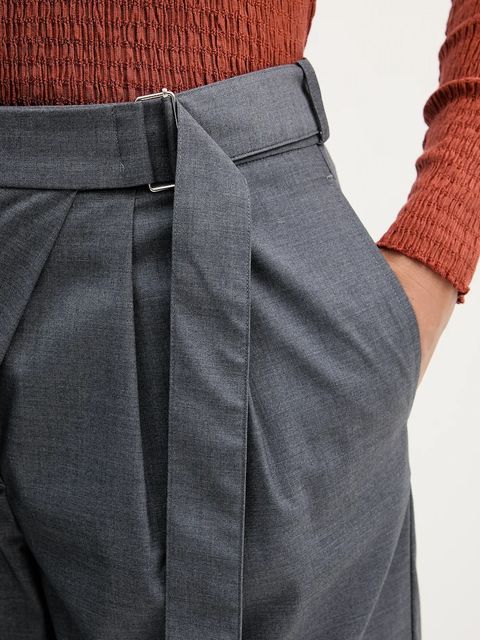 Sisley spodnie damskie kolor szary szerokie high waist 4K2KLF07K