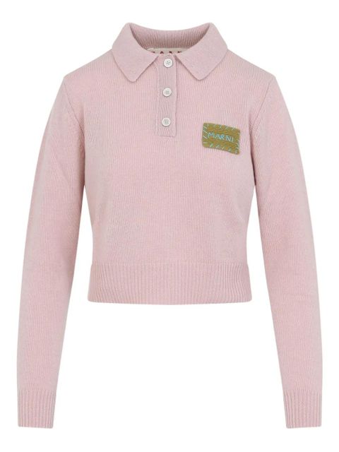 Marni button logo-appliqué polo top - Pink - zdjęcie produktu nr 1