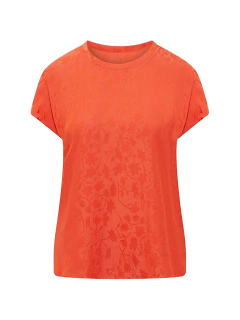 PINKO floral-jacquard short-sleeve blouse - Orange - zdjęcie produktu nr 1