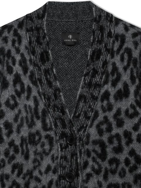 ANINE BING Banks leopard-print button cardigan - Grey
