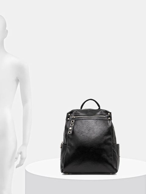 Answear.LAB plecak skórzany damski kolor czarny mały gładki