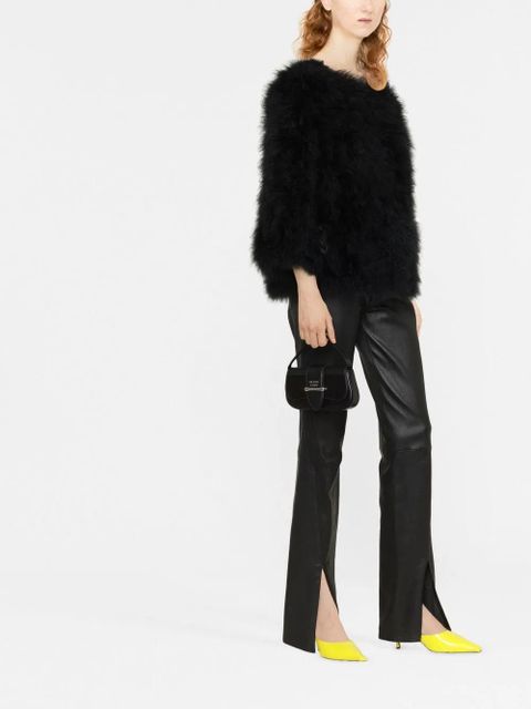 Yves Salomon single-breasted feather jacket - Black