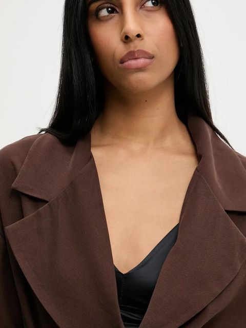 Answear.LAB marynarka kolor brązowy oversize gładka