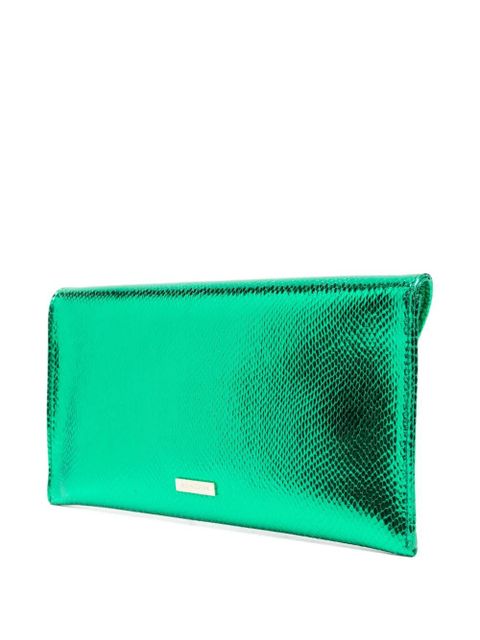 Aquazzura Envelope metallic-effect clutch bag - Green