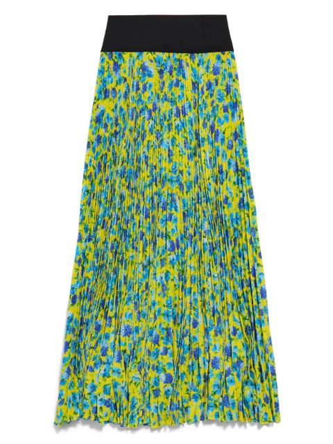 Balenciaga floral-print pleated midi skirt - Blue