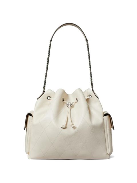 Tory Burch large Charlie quilted drawstring shoulder bag - White - zdjęcie produktu nr 1