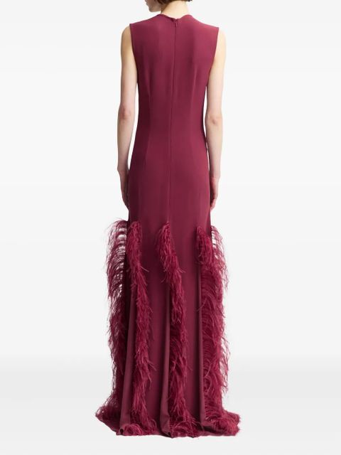 16Arlington Lett feather-trim maxi dress - Red