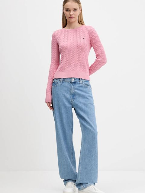 Tommy Jeans sweter bawełniany damski kolor różowy lekki DW0DW22165 - zdjęcie produktu nr 2