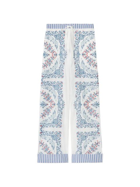 Claudie Pierlot striped-hem embroidered palazzo pants - White - zdjęcie produktu nr 1