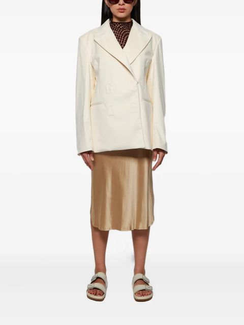 GCDS double-breasted logo-embossed jacket - White