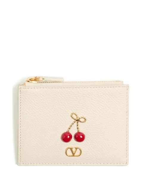 Valentino Garavani Cherryfic grained card holder - Neutrals - zdjęcie produktu nr 1
