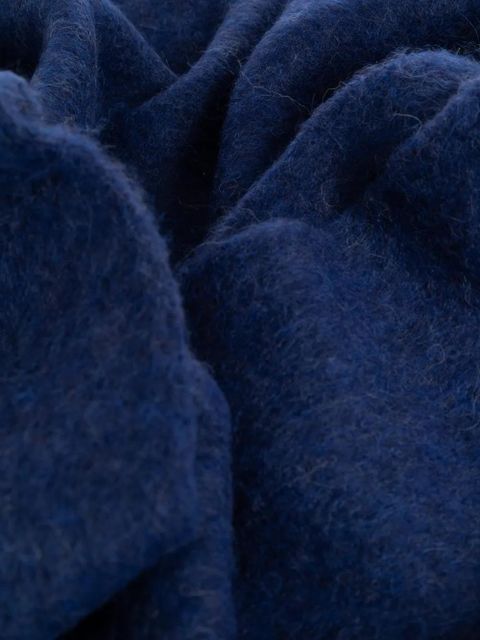 Lanvin logo-appliqué fringed scarf - Blue