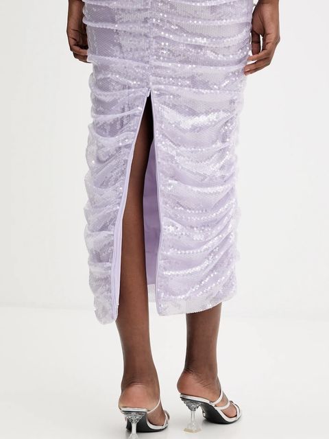 Rotate sukienka kolor fioletowy maxi dopasowana 1143541657