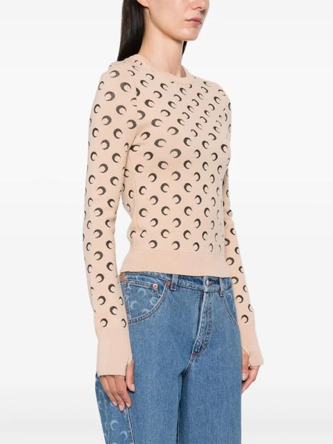 Marine Serre Crescent-Moon-jacquard jumper - Neutrals