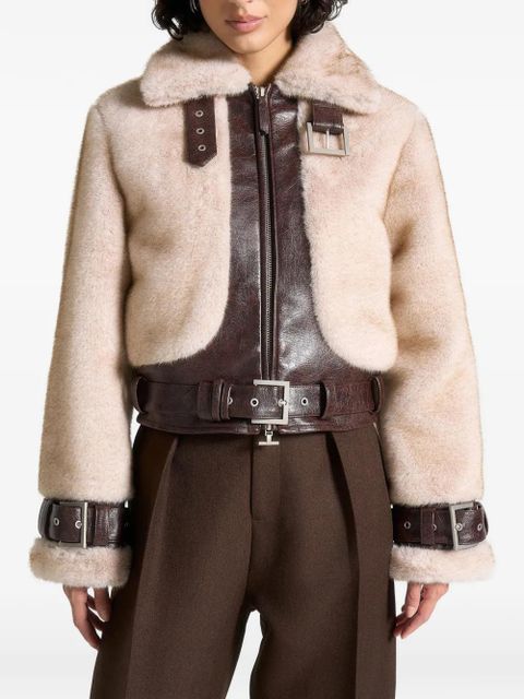 Manière De Voir Deya buckle belted faux-fur jacket - Neutrals