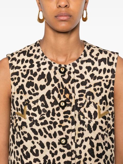 Valentino Garavani leopard print button-fastening jacket - Neutrals