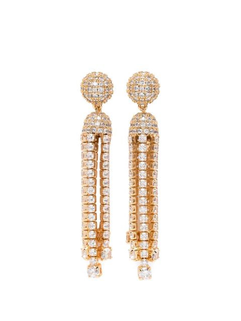 Self-Portrait crystal-embellished drop earrings - Gold - zdjęcie produktu nr 1