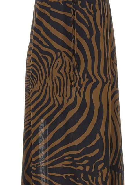 Blumarine zebra-print draped maxi dress - Brown