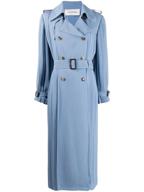 Valentino Garavani pleated trench coat - Blue
