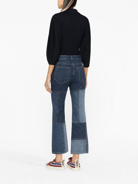 Chloé patchwork cropped flared jeans - Blue
