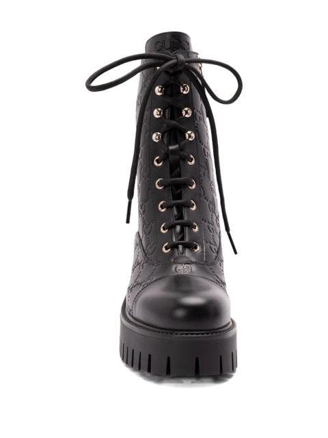Gucci GG-monogram lace-up boots - Black