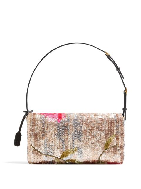 Valentino Garavani DeVain small embroidered shoulder bag - Neutrals