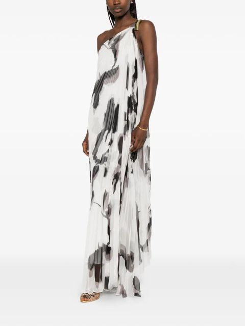 Max Mara floral-print pleated maxi dress - White - zdjęcie produktu nr 2