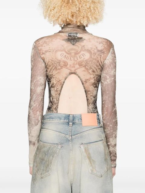 Jean Paul Gaultier Médaillon-print bodysuit - Grey
