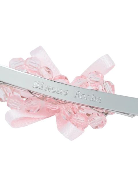 Simone Rocha bow crystal flower hair clip - Silver