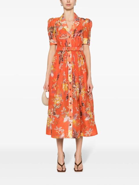 ZIMMERMANN Matchmaker floral-print midi shirtdress - Orange