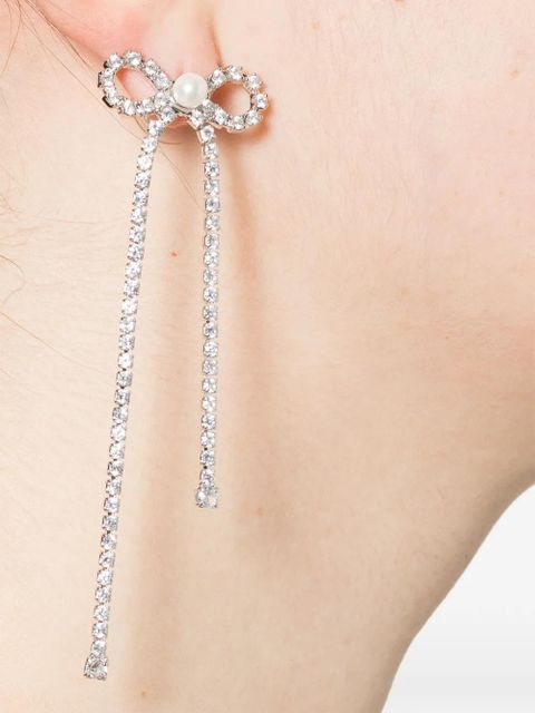 Self-Portrait crystal-embellished drop earrings - Silver