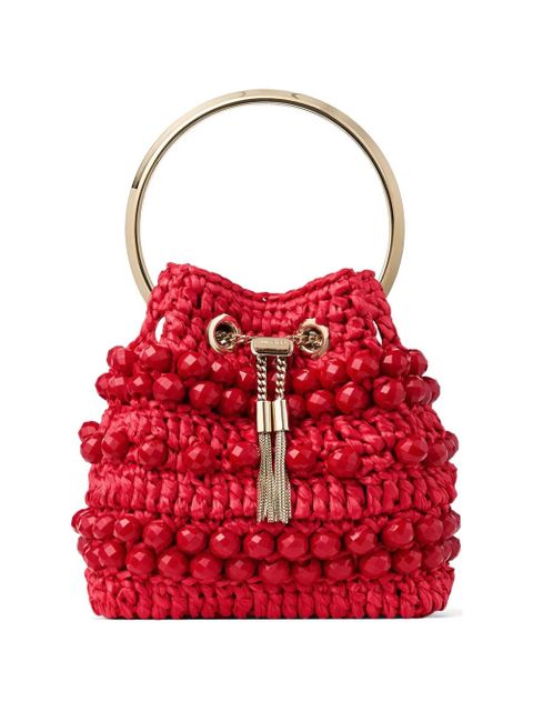 Jimmy Choo beaded handle bucket bag - Red - zdjęcie produktu nr 1