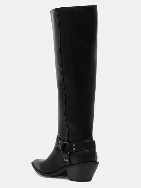 Answear.LAB kozaki kolor czarny na słupku lekko ocieplone