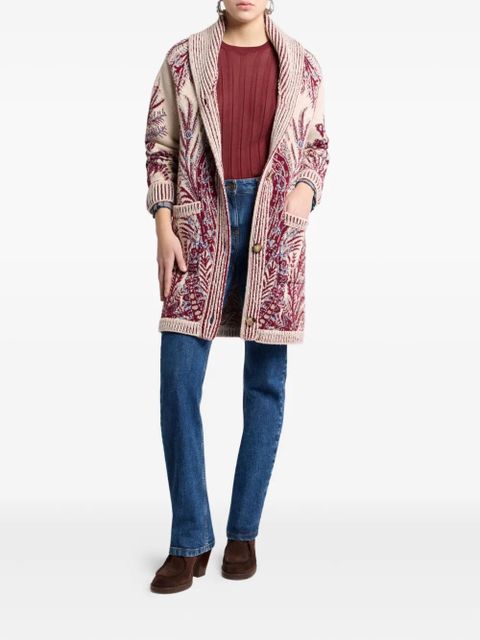 ETRO floral-jacquard button-fastening coat - Red - zdjęcie produktu nr 2