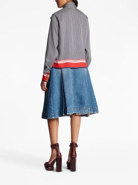 Balmain pussy-bow monogram-printed shirt - Blue