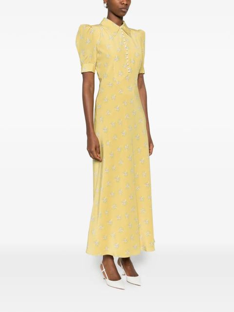 Alessandra Rich collared floral maxi dress - Yellow