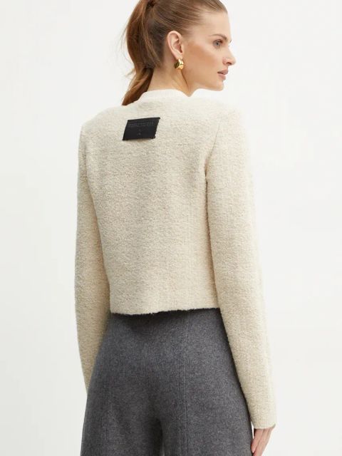 Patrizia Pepe marynarka wełniana kolor beżowy jednorzędowa gładka 2S1510 K229