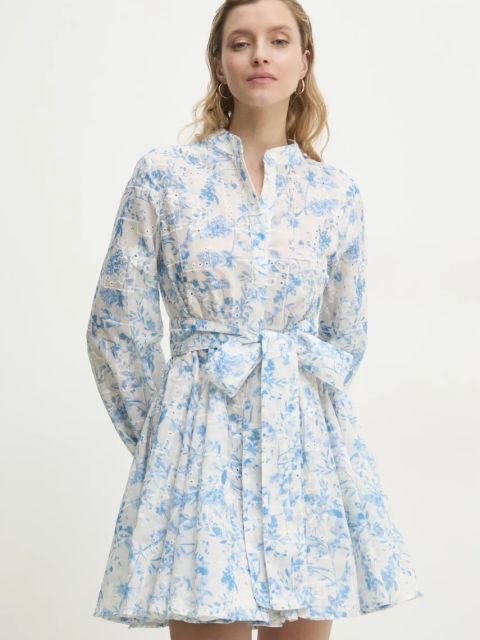 Answear.LAB sukienka kolor niebieski mini rozkloszowana