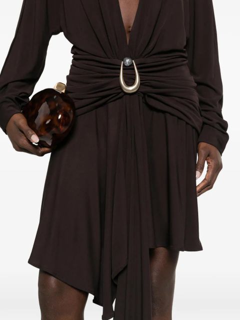 Christopher Esber stone-detail draped mini dress - Brown